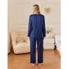 Ekouaer Silk Pajamas For Women 2 Piece Set Satin Pjs Long Sleeve Button Up Sleepwear Comfy Lounge sets(Navy Blue)