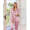 Ekouaer Silk Pajamas For Women 2 Piece Set Satin Pjs Long Sleeve Button Up Sleepwear Comfy Lounge sets(Pink)