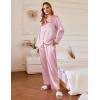 Ekouaer Silk Pajamas For Women 2 Piece Set Satin Pjs Long Sleeve Button Up Sleepwear Comfy Lounge sets(Pink)