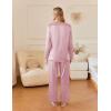 Ekouaer Silk Pajamas For Women 2 Piece Set Satin Pjs Long Sleeve Button Up Sleepwear Comfy Lounge sets(Pink)