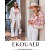 Ekouaer Silk Pajamas For Women 2 Piece Set Satin Pjs Long Sleeve Button Up Sleepwear Comfy Lounge sets(Pink Animal Art)
