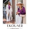 Ekouaer Silk Pajamas For Women 2 Piece Set Satin Pjs Long Sleeve Button Up Sleepwear Comfy Lounge sets(Purple)