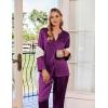 Ekouaer Silk Pajamas For Women 2 Piece Set Satin Pjs Long Sleeve Button Up Sleepwear Comfy Lounge sets(Purple)