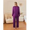 Ekouaer Silk Pajamas For Women 2 Piece Set Satin Pjs Long Sleeve Button Up Sleepwear Comfy Lounge sets(Purple)