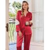 Ekouaer Silk Pajamas For Women 2 Piece Set Satin Pjs Long Sleeve Button Up Sleepwear Comfy Lounge sets(Red)