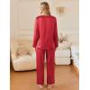 Ekouaer Silk Pajamas For Women 2 Piece Set Satin Pjs Long Sleeve Button Up Sleepwear Comfy Lounge sets(Red)