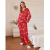 Ekouaer Silk Pajamas For Women 2 Piece Set Satin Pjs Long Sleeve Button Up Sleepwear Comfy Lounge sets(Red-christmas)