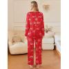 Ekouaer Silk Pajamas For Women 2 Piece Set Satin Pjs Long Sleeve Button Up Sleepwear Comfy Lounge sets(Red-christmas)
