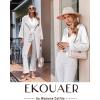 Ekouaer Silk Pajamas For Women 2 Piece Set Satin Pjs Long Sleeve Button Up Sleepwear Comfy Lounge sets(White)