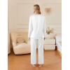 Ekouaer Silk Pajamas For Women 2 Piece Set Satin Pjs Long Sleeve Button Up Sleepwear Comfy Lounge sets(White)