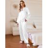 Ekouaer Silk Pajamas For Women 2 Piece Set Satin Pjs Long Sleeve Button Up Sleepwear Comfy Lounge sets(White)
