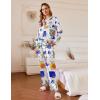 Ekouaer Silk Pajamas For Women 2 Piece Set Satin Pjs Long Sleeve Button Up Sleepwear Comfy Lounge sets(White Abstract Doodle)