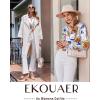 Ekouaer Silk Pajamas For Women 2 Piece Set Satin Pjs Long Sleeve Button Up Sleepwear Comfy Lounge sets(White Abstract Doodle)
