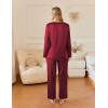 Ekouaer Silk Pajamas For Women 2 Piece Set Satin Pjs Long Sleeve Button Up Sleepwear Comfy Lounge sets(Wine Red)