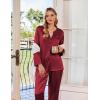 Ekouaer Silk Pajamas For Women 2 Piece Set Satin Pjs Long Sleeve Button Up Sleepwear Comfy Lounge sets(Wine Red)