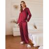 Ekouaer Silk Pajamas For Women 2 Piece Set Satin Pjs Long Sleeve Button Up Sleepwear Comfy Lounge sets(Wine Red)