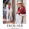 Ekouaer Silk Pajamas For Women 2 Piece Set Satin Pjs Long Sleeve Button Up Sleepwear Comfy Lounge sets(Wine Red)