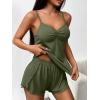 Ekouaer Womens Cami Pajama Sets 2 Piece Ribbed Knit Lingerie Sleeveless Tank Top and Shorts Camisole Pjs Sleepwear(Army Green)