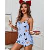 Ekouaer Womens Cami Pajama Sets 2 Piece Ribbed Knit Lingerie Sleeveless Tank Top and Shorts Camisole Pjs Sleepwear(Butterfly Print)