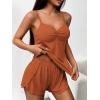 Ekouaer Womens Cami Pajama Sets 2 Piece Ribbed Knit Lingerie Sleeveless Tank Top and Shorts Camisole Pjs Sleepwear(Caramel)