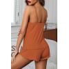 Ekouaer Womens Cami Pajama Sets 2 Piece Ribbed Knit Lingerie Sleeveless Tank Top and Shorts Camisole Pjs Sleepwear(Caramel)