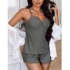 Ekouaer Womens Cami Pajama Sets 2 Piece Ribbed Knit Lingerie Sleeveless Tank Top and Shorts Camisole Pjs Sleepwear(Grey)