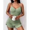 Ekouaer Womens Cami Pajama Sets 2 Piece Ribbed Knit Lingerie Sleeveless Tank Top and Shorts Camisole Pjs Sleepwear(Light Green)