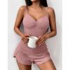 Ekouaer Womens Cami Pajama Sets 2 Piece Ribbed Knit Lingerie Sleeveless Tank Top and Shorts Camisole Pjs Sleepwear(Light Pink)