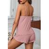 Ekouaer Womens Cami Pajama Sets 2 Piece Ribbed Knit Lingerie Sleeveless Tank Top and Shorts Camisole Pjs Sleepwear(Light Pink)