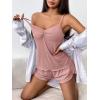 Ekouaer Womens Cami Pajama Sets 2 Piece Ribbed Knit Lingerie Sleeveless Tank Top and Shorts Camisole Pjs Sleepwear(Light Pink)