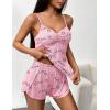 Ekouaer Womens Cami Pajama Sets 2 Piece Ribbed Knit Lingerie Sleeveless Tank Top and Shorts Camisole Pjs Sleepwear(Love Script Pink)