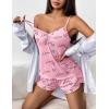 Ekouaer Womens Cami Pajama Sets 2 Piece Ribbed Knit Lingerie Sleeveless Tank Top and Shorts Camisole Pjs Sleepwear(Love Script Pink)