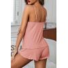 Ekouaer Womens Cami Pajama Sets 2 Piece Ribbed Knit Lingerie Sleeveless Tank Top and Shorts Camisole Pjs Sleepwear(Pink)
