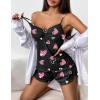 Ekouaer Womens Cami Pajama Sets 2 Piece Ribbed Knit Lingerie Sleeveless Tank Top and Shorts Camisole Pjs Sleepwear(Pink Hearts Print)