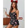 Ekouaer Womens Cami Pajama Sets 2 Piece Ribbed Knit Lingerie Sleeveless Tank Top and Shorts Camisole Pjs Sleepwear(Pink Hearts Print)