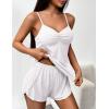 Ekouaer Womens Cami Pajama Sets 2 Piece Ribbed Knit Lingerie Sleeveless Tank Top and Shorts Camisole Pjs Sleepwear(White)