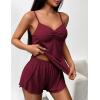 Ekouaer Womens Cami Pajama Sets 2 Piece Ribbed Knit Lingerie Sleeveless Tank Top and Shorts Camisole Pjs Sleepwear(Wine Red)