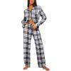 Ekouaer Womens Pajama Sets Button Down Pjs Sets Soft Long Sleeve Sleepwear Button Up Loungewear with Pockets, S-XXL(Black and Grey Plaid)