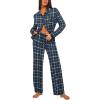 Ekouaer Womens Pajama Sets Button Down Pjs Sets Soft Long Sleeve Sleepwear Button Up Loungewear with Pockets, S-XXL(Blue and Black Plaid)