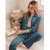 Ekouaer Womens Pajama Sets Button Down Pjs Sets Soft Long Sleeve Sleepwear Button Up Loungewear with Pockets, S-XXL(Blue and Green Plaid)