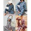 Ekouaer Womens Pajama Sets Button Down Pjs Sets Soft Long Sleeve Sleepwear Button Up Loungewear with Pockets, S-XXL(Blue and Green Plaid)