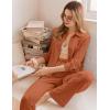 Ekouaer Womens Pajama Sets Button Down Pjs Sets Soft Long Sleeve Sleepwear Button Up Loungewear with Pockets, S-XXL(Caramel Colour)