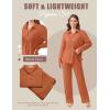 Ekouaer Womens Pajama Sets Button Down Pjs Sets Soft Long Sleeve Sleepwear Button Up Loungewear with Pockets, S-XXL(Caramel Colour)