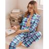 Ekouaer Womens Pajama Sets Button Down Pjs Sets Soft Long Sleeve Sleepwear Button Up Loungewear with Pockets, S-XXL(Purple and Blue Plaid)