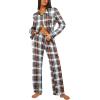 Ekouaer Womens Pajama Sets Button Down Pjs Sets Soft Long Sleeve Sleepwear Button Up Loungewear with Pockets, S-XXL(Red and Blue Plaid)