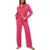 Ekouaer Womens Pajama Sets Button Down Pjs Sets Soft Long Sleeve Sleepwear Button Up Loungewear with Pockets, S-XXL(Rose Red)