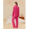 Ekouaer Womens Pajama Sets Button Down Pjs Sets Soft Long Sleeve Sleepwear Button Up Loungewear with Pockets, S-XXL(Rose Red)