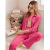 Ekouaer Womens Pajama Sets Button Down Pjs Sets Soft Long Sleeve Sleepwear Button Up Loungewear with Pockets, S-XXL(Rose Red)