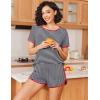 Ekouaer Womens Pajama Sets Short Sleeve Sleepwear Soft Pjs Sets Round Neck Summer 2 Piece Lounge Set with Pockets S-XXL(Black Stripe)