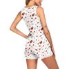 Ekouaer Womens Pajama Sets Sleeveless Tank Top and Shorts Pj Set Lace Hem Sleepwear S-XXXL(Beige Heart)
